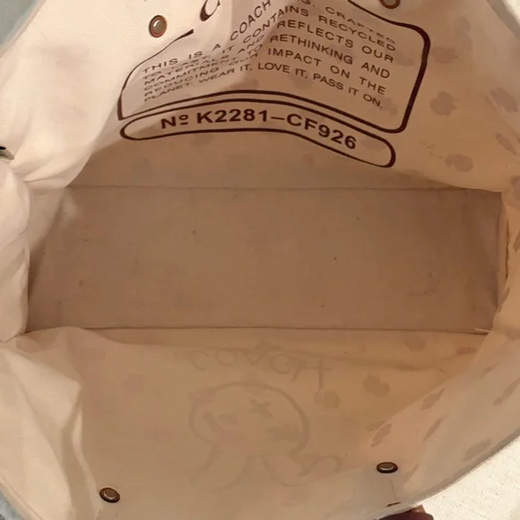 Coach Cream Tote with Brown Accents - Picture 4 of 9